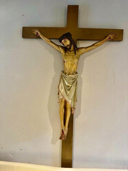 Antiek Crucifix - Gips, Hout - 1950-1960 - Kruisbeeld groot, Antiek en Kunst, Kunst | Niet-Westerse kunst