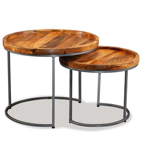 vidaXL Ensemble de tables dappoint 2 pcs Bois de, Maison & Meubles, Tables | Tables de salon, Neuf, Envoi