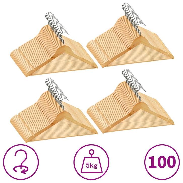 vidaXL 100-delige Kledinghangerset anti-slip hardhout, Huis en Inrichting, Kasten | Kleerkasten, Nieuw, Verzenden