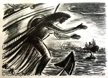 Frans Masereel - Gallionsfigur lithograph - 1963, Antiek en Kunst