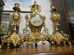Klok en garnituur set - Antiek - Verguld brons - 1850-1900, Antiek en Kunst, Antiek | Klokken