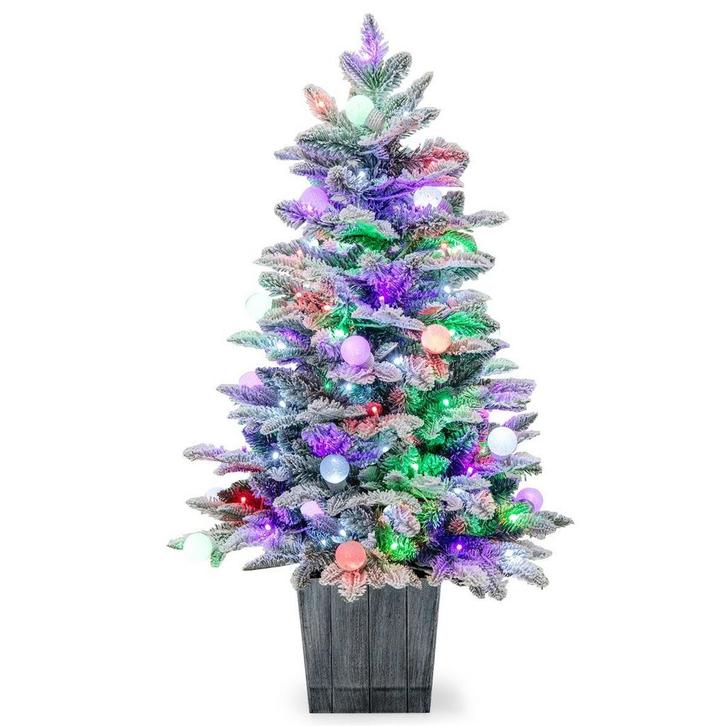 2dekans | Coast voorverlichte kerstboom - 100 cm - wit/groen, Diversen, Kerst, Ophalen of Verzenden