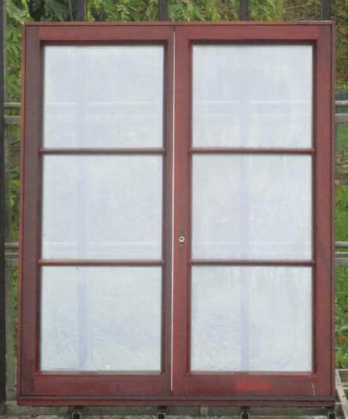 padoek houten raam, chassis 125 x 153 kogelwerend glas, Bricolage & Construction, Châssis & Portes coulissantes, Enlèvement ou Envoi