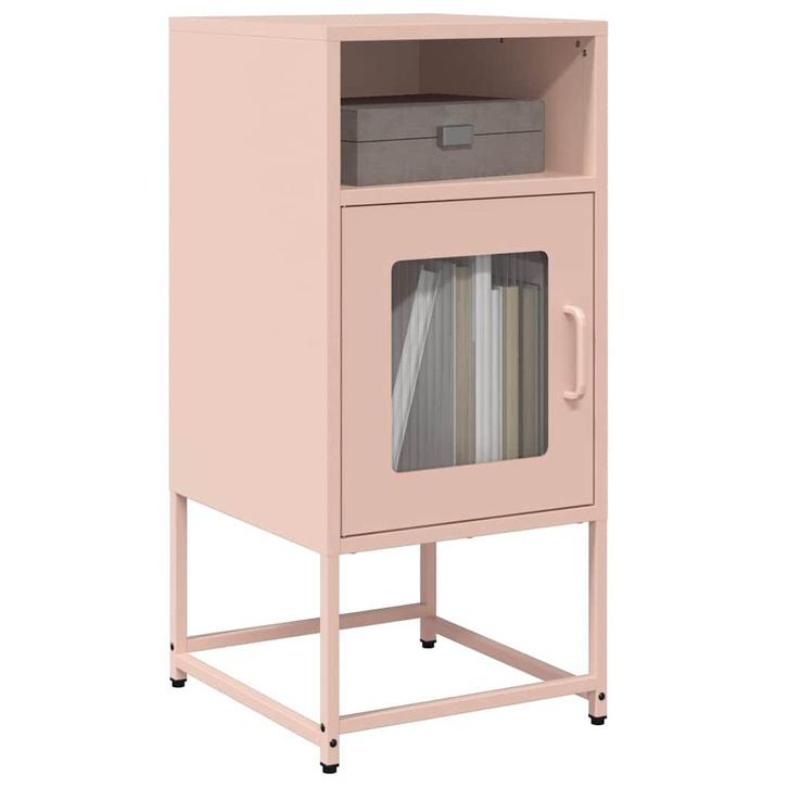 vidaXL Nachtkastje 36x39x78 cm koudgewalst staal roze, Huis en Inrichting, Kasten | Dressoirs, Nieuw, Verzenden