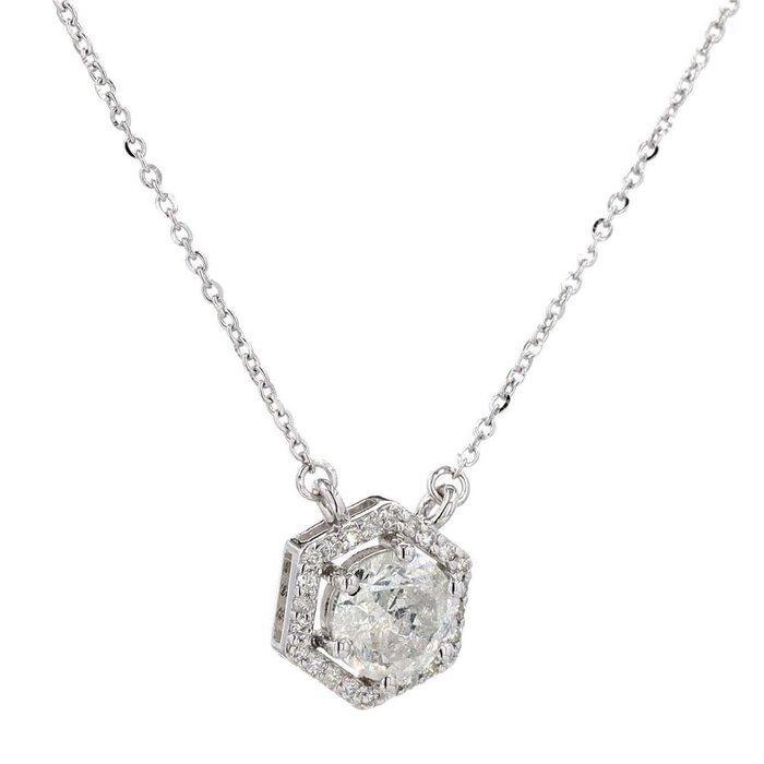 Halsketting - 14 karaat Witgoud - 1.09ct. tw. Diamant, Handtassen en Accessoires, Kettingen