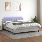 vidaXL Boxspring met matras en LED stof lichtgrijs 160x200, Maison & Meubles, Verzenden