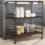 vidaXL Keukentrolley 100,5x50x105 cm bewerkt hout bruin, Huis en Inrichting, Verzenden, Nieuw