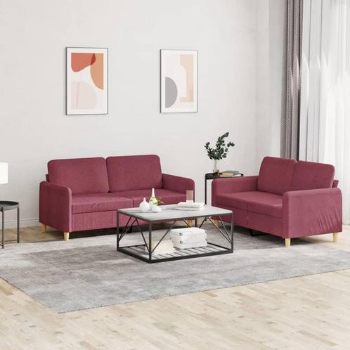 vidaXL 2-delige Loungeset met kussens stof wijnrood, Huis en Inrichting, Zetels | Zetels, Nieuw, Verzenden