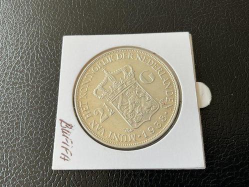 Nederland. Wilhelmina. 2 1/2 Gulden 1938 grofhaar (zeldzaam), Postzegels en Munten, Munten | Nederland