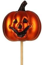 Bijsteker halloween pompoen scary 6 cm +12 stok zak 24 stuks, Nieuw