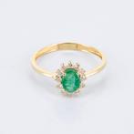 Ring - 14 karaat Geel goud - 0.95ct. tw. Smaragd - Diamant, Nieuw