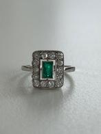 Verlovingsring Witgoud -  0.56 tw. Smaragd - Diamant, Bijoux, Sacs & Beauté, Bijoux anciens
