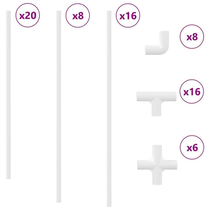 vidaXL PVC Pijp 2 pcs Wit 12,2 x 1,8 x 500 mm PP, PE, Bricolage & Construction, Serrurerie de bâtiment & Dispositif de fermeture
