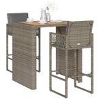 vidaXL 3-delige Tuinbarset met kussens poly rattan acacia, Tuin en Terras, Verzenden, Nieuw