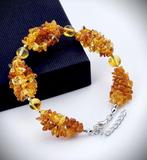 Baltische barnsteen chip- en ronde kralenarmband – honing-