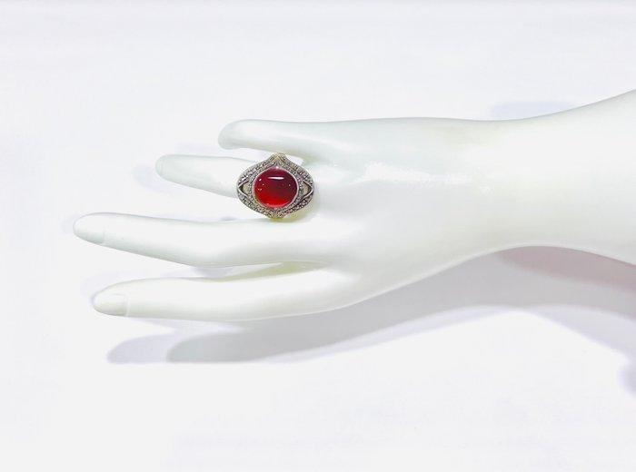 Zonder Minimumprijs - Ring Zilver - Corniola, Handtassen en Accessoires, Ringen