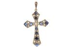 Pendentif - 19,2 carats Or jaune Saphir - Diamant, Handtassen en Accessoires, Antieke sieraden