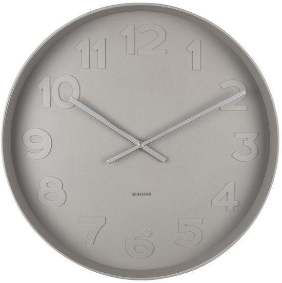 2dekans | Karlsson Wandklok Mr. Grey - Grijs - Ø51cm -, Huis en Inrichting, Woonaccessoires | Klokken, Ophalen of Verzenden