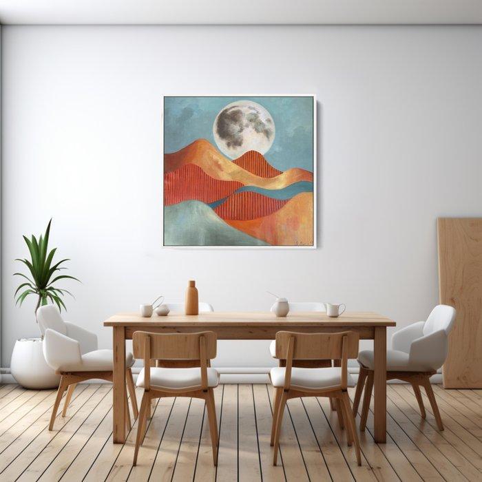 Bleu Moisette - La Lune, un jour., Antiquités & Art, Art | Peinture | Moderne