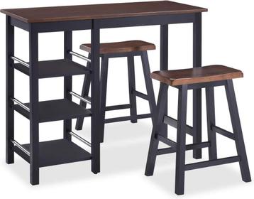vidaXL - 3-delige - Barset - MDF - zwart, Verzenden