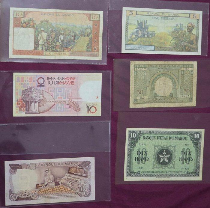 Maroc. - 6 Banknotes - Various Dates (Sans prix de réserve), Timbres & Monnaies, Billets de banque | Europe | Billets non-euro