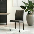 Leren eetkamerstoel Comfort met wieltjes - Vintage Grey, Huis en Inrichting, Nieuw, Leer, Ophalen of Verzenden, Modern
