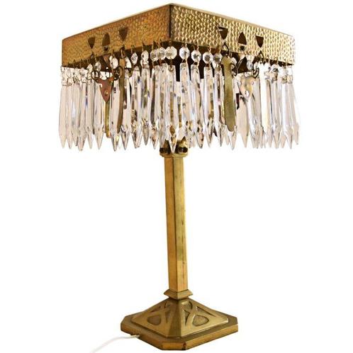 Tafellamp - art-deco - Brons, Kristal, Messing, Antiek en Kunst, Kunst | Designobjecten