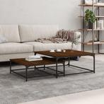 vidaXL 2-delige Tafeltjesset bewerkt hout bruin eikenkleur, Huis en Inrichting, Tafels | Salontafels, Verzenden, Nieuw