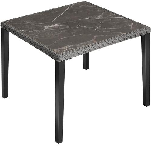 tectake Wicker tafel Tarent 93,5x93,5x75cm - grijs, Tuin en Terras, Tuinsets en Loungesets, Verzenden