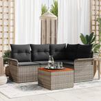 vidaXL Tuinbank Set 5 pcs Grijs Poly rattan, Tuin en Terras, Verzenden, Nieuw