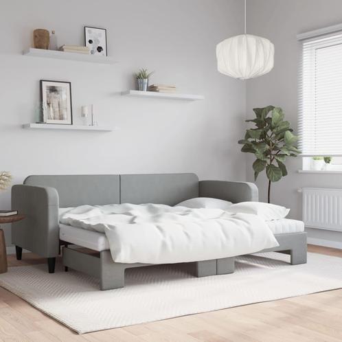 vidaXL Slaapbank onderschuifbed en matrassen 80x200 cm stof, Huis en Inrichting, Slaapkamer | Bedden, Nieuw, Verzenden