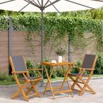 vidaXL 3-delige Bistroset stof en massief hout, Tuin en Terras, Verzenden, Nieuw