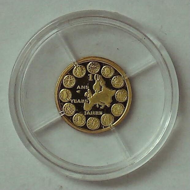 Medaille 10 Jahre Euro goud, Postzegels en Munten, Penningen en Medailles, Verzenden