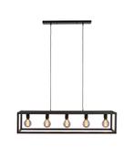 Zwarte hanglamp eettafel frame Charlie 5-lichts | Loft46, Huis en Inrichting, Lampen | Hanglampen, Nieuw, Overige materialen, Industrieel