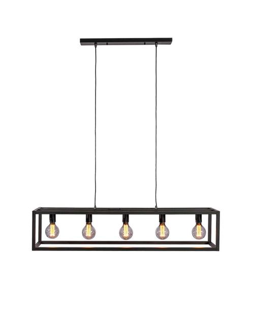 Zwarte hanglamp eettafel frame Charlie 5-lichts | Loft46, Huis en Inrichting, Lampen | Hanglampen, Nieuw, Overige materialen, Verzenden