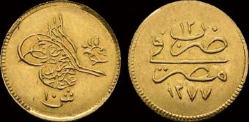 Egypt 5 piaster 1861 (1277ah) Abdul Aziz goud beschikbaar voor biedingen