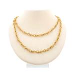 Gouden fantasie schakel ketting | 85 cm (schakelketting), Handtassen en Accessoires, Kettingen, Ophalen of Verzenden, Gebruikt