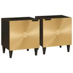 vidaXL Nachtkastje 2 pcs Zwart en Goud 40 x 33,5 x 46 cm, Verzenden, Nieuw