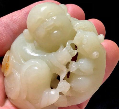 Hanger - Gecertificeerd jade met ALGT laboratoriumrapport -, Antiek en Kunst, Antiek | Overige Antiek