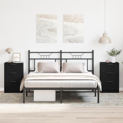 vidaXL Nachtkastje 2 pcs Zwart eiken 40 x 65 x 65 cm Bewerkt, Huis en Inrichting, Slaapkamer | Nachtkastjes, Nieuw, Verzenden