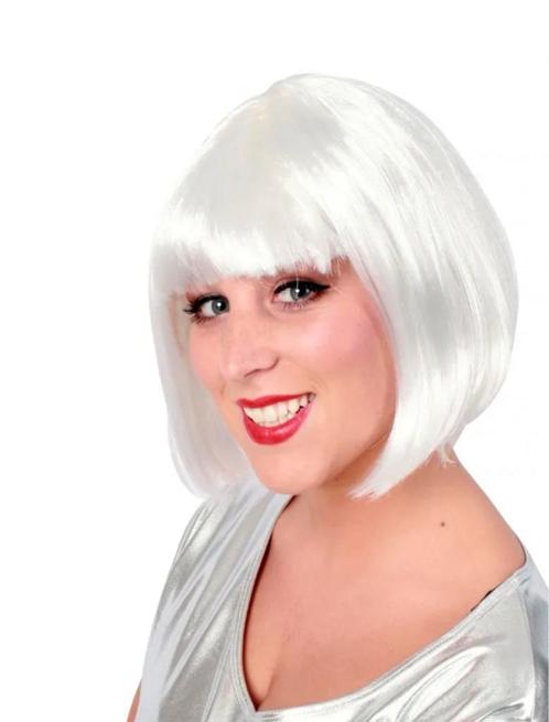 Pruik Wit Kort Rechte Pony Witte Wig Nephaar Korte Bob Engel, Kleding | Dames, Carnavalskleding en Feestkleding, Nieuw, Ophalen of Verzenden