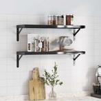 vidaXL Wandschappen 2 st 75x23,5x3 cm roestvrijstaal zwart, Huis en Inrichting, Verzenden, Nieuw