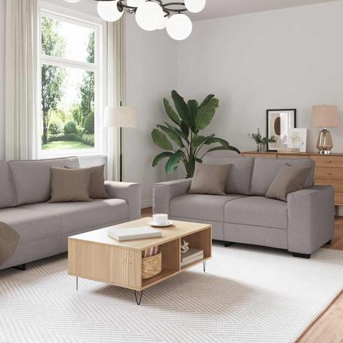vidaXL 3-delige Loungeset met kussens stof taupe, Huis en Inrichting, Zetels | Zetels, Nieuw, Verzenden