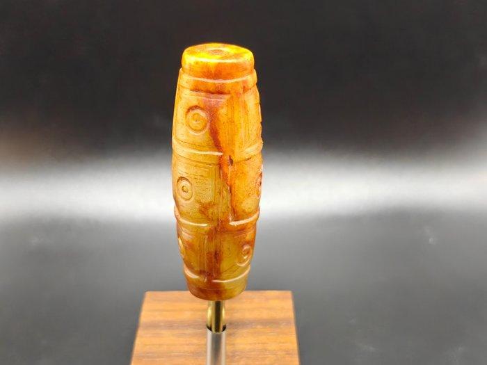 Oude Serpentine Groep 9-Ogen Dzi - Hoogte: 66.06 mm -, Verzamelen, Mineralen en Fossielen