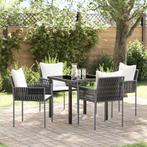 vidaXL Tuin Eettafel Set 5 pcs Bruin en Zwart PE Riet, Tuin en Terras, Verzenden, Nieuw