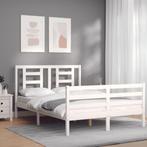 vidaXL Bedframe met hoofdbord massief hout wit 140x200 cm, Huis en Inrichting, Slaapkamer | Bedden, Verzenden, Nieuw