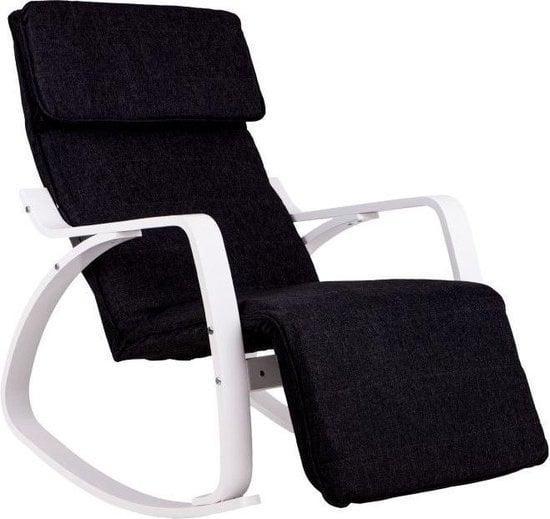 Schommelstoel Zwart/Wit | Verstelbare Voetsteun | Retour, Huis en Inrichting, Fauteuils, 50 tot 75 cm, Minder dan 75 cm, Nieuw