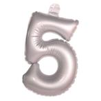 Opblaascijfer 5 Zilver 35cm, Hobby en Vrije tijd, Feestartikelen, Verzenden, Nieuw