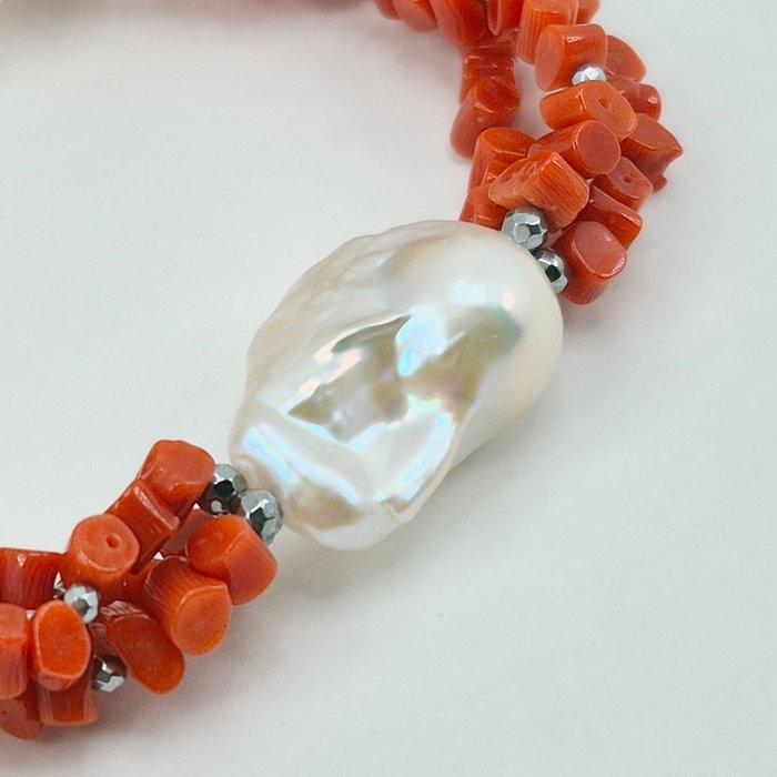 Bloedkoraal - Zilver - Armband - CORALLO MEDITERRANEO, Antiek en Kunst, Curiosa en Brocante