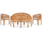 vidaXL 5-delige Loungeset banaanvormig massief teakhout, Tuin en Terras, Verzenden, Nieuw, Loungeset